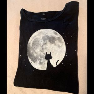 Green 3, Cat in the Moon, Long Sleeve T Shirt